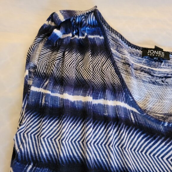 Jones New York Stripped Tunic Blue White Women Blouse Top Sleeveless Small - Picture 6 of 12